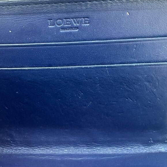 Loewe Navy Blue Anagram Vintage Leather Zip Wallet with Keychain Women’s - Picture 6 of 13